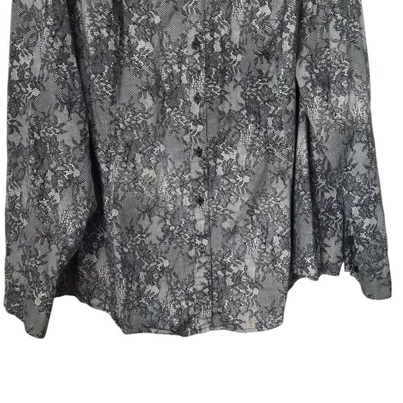 Lane Bryant Womens Top Size 26 Black Floral Long Sleeve Button Down Blouse - Picture 4 of 11